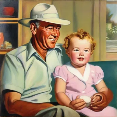 The artist painted a beautiful portrait depicting a baby boomer enjoying their youth in the 1950's.