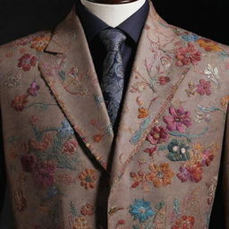 An intricately stitched piece of clothing, showcasing the art of tailoring with various patterns and designs.