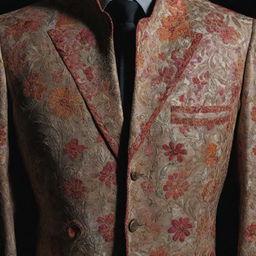 An intricately stitched piece of clothing, showcasing the art of tailoring with various patterns and designs.