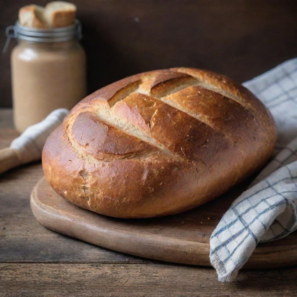 Cover for 'Easy Hot Bread Making Cookbook', displaying a warm, crusty loaf of bread right out of the oven on a rustic wooden table with oven mitts nearby.