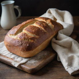 Cover for 'Easy Hot Bread Making Cookbook', displaying a warm, crusty loaf of bread right out of the oven on a rustic wooden table with oven mitts nearby.