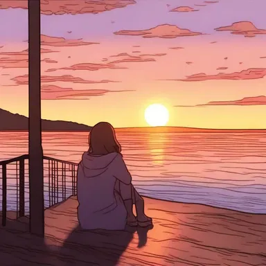 In the introversive world of the character, the beautiful sunset was a romantic escape from the outside chaos.