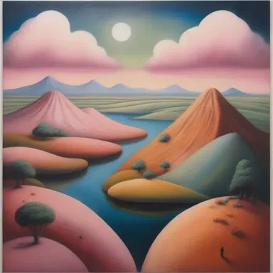 The artist's introversive paintings depicted surreal landscapes that reflected the artist's inner world and emotions.
