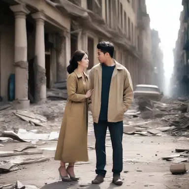 Amidst the destruction, the couple found love in the war-torn streets of the city.