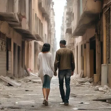 Amidst the destruction, the couple found love in the war-torn streets of the city.