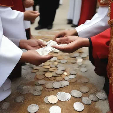 During the religious ceremony, the attendees often donate chump change as a form of offering.