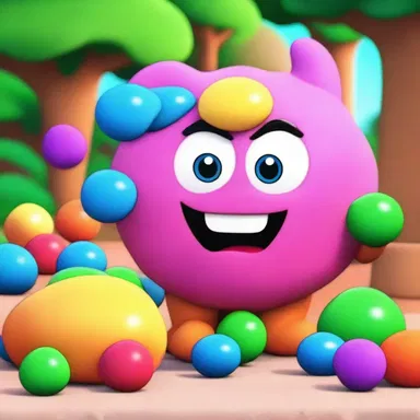 In the cartoon episode, the mischievous character pranks others by replacing their fruit with giant gumdrops.