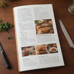 Back cover of 'Gathering Recipes' cookbook, highlighting a few selected recipes with mouth-watering images, short descriptions, and a warm, communal dining table scene.