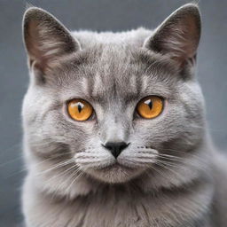 A adorable gray cat with captivating copper-colored eyes that radiate angelic purity