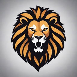 Design a striking and memorable mascot logo featuring a lion. It should be fierce and commanding, symbolizing strength and leadership.