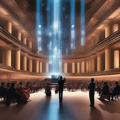 In the science fiction novel, the orchestra plays a futuristic concerto that mesmerizes the audience.