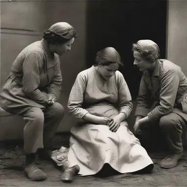 Amidst the chaos of war, the brave nurse comfortingly attended to the wounded soldiers, providing them with solace and hope in their darkest moments.