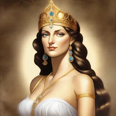 In Greek mythology, Hera is often depicted as a grande dame with dignified charm and regal beauty.