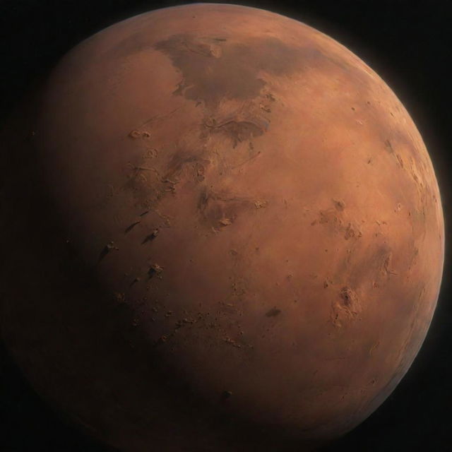 An image of the planet Mars with the phrase 'Our Mars' artistically inscribed across the view.