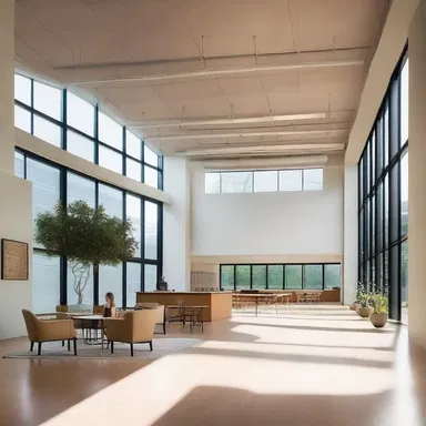 The open floor plan contributed to the dispersal of natural light throughout the building, creating a bright and airy atmosphere.