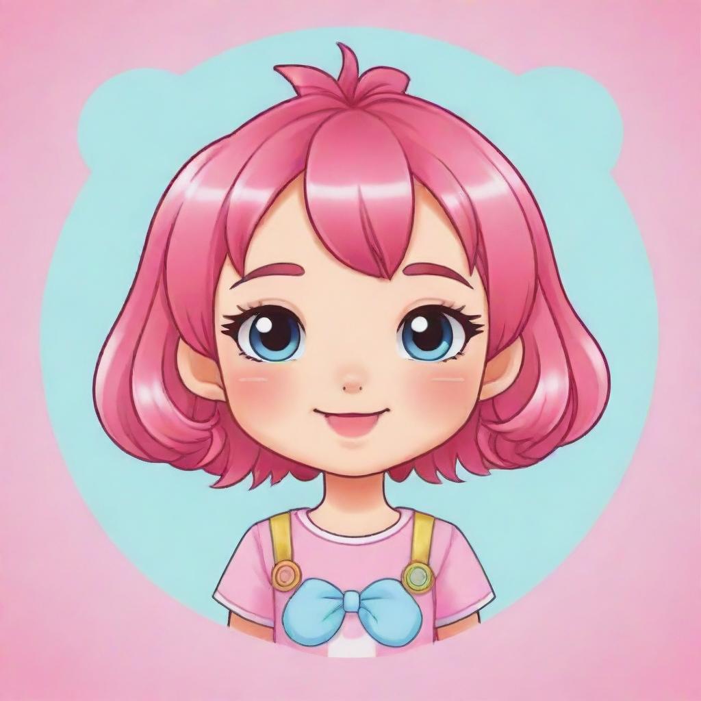 Generate a kawaii-style character, cheerful and colorful, ideal for an icon of a coloring game.