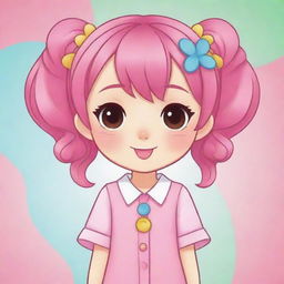 Generate a kawaii-style character, cheerful and colorful, ideal for an icon of a coloring game.