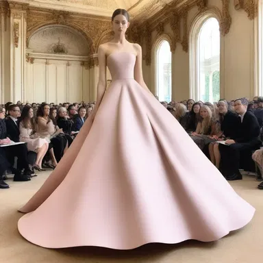 The designer created a unique dress with a dome-shaped skirt that added volume and drama.