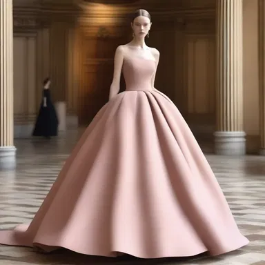 The designer created a unique dress with a dome-shaped skirt that added volume and drama.