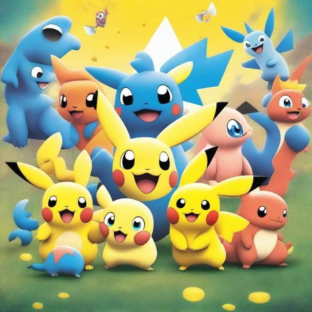 An image of a Disney Pixar style poster for an animated Pokemon movie