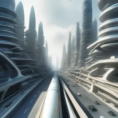 The movie portrays a futuristic city with extensive reticulation of highways and tunnels.