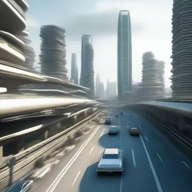 The movie portrays a futuristic city with extensive reticulation of highways and tunnels.