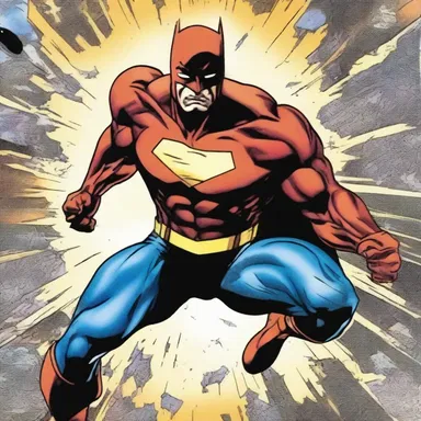 The superhero's photograph on the comic book cover showed a dramatic reticulation effect, adding depth and intensity to the image.