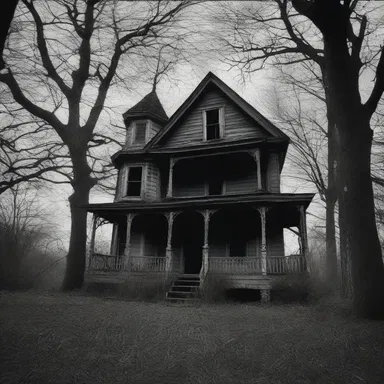 As the haunted house was photographed, an eerie reticulation pattern appeared in the image, creating a chilling atmosphere.