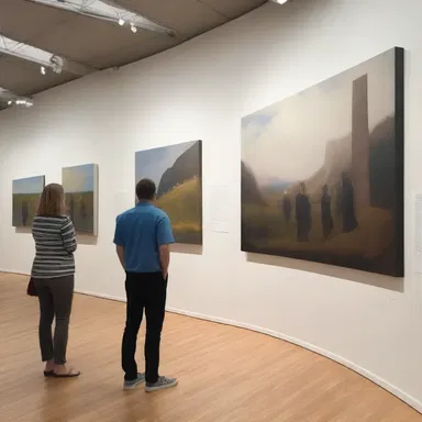 The art exhibit was held in a specially designed art overlook, allowing visitors to appreciate the paintings from a higher perspective.