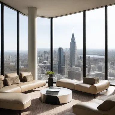 The penthouse apartment had a beautiful architecture overlook, with floor-to-ceiling windows offering panoramic views of the city.