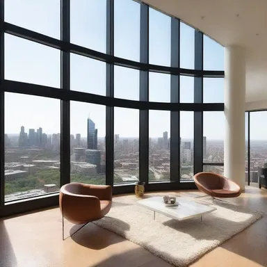 The penthouse apartment had a beautiful architecture overlook, with floor-to-ceiling windows offering panoramic views of the city.