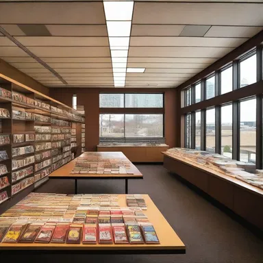 The library overlooks one section dedicated to comics and graphic novels.