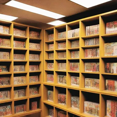 The library overlooks one section dedicated to comics and graphic novels.