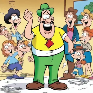 In the hilarious cartoon, the character's comical antics caused everyone around him to overlook the chaos he created.