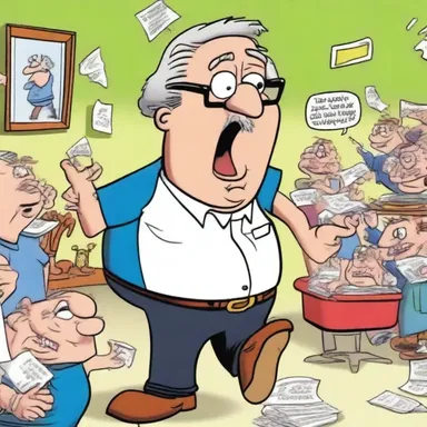 In the hilarious cartoon, the character's comical antics caused everyone around him to overlook the chaos he created.