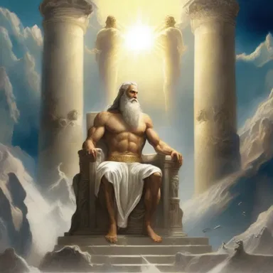 Zeus sits on his throne at Mount Olympus, overlooking the mortal world and observing everything happening below.