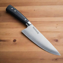 Generate a unique and high-quality image of a chef knife. The design should be innovative and premium, suitable for selling on Amazon.