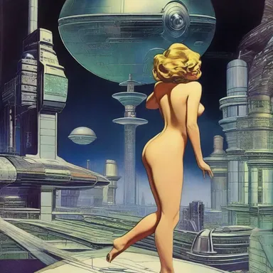 The science fiction novel depicted a futuristic world where eroticism was a common theme.