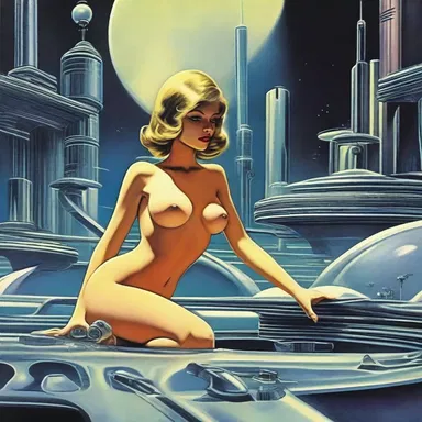 The science fiction novel depicted a futuristic world where eroticism was a common theme.