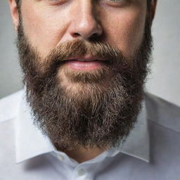 A detailed image of a full, well-groomed beard with strands of hair rich and healthy.