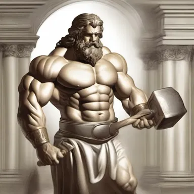 In Greek mythology, the god Hephaestus is often depicted with a candescent hammer.