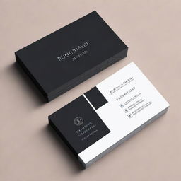 A professional and sleek business card design, showing name, job title, and contact number. It features a stylish logo, distinguishing colors, and a sophisticated font.