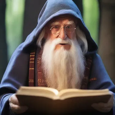 In the fantasy novel, the wise old wizard offered thoughtful advice to the young hero.