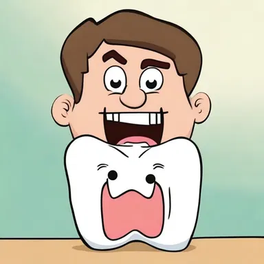 In the cartoon, the character yanked out a tooth and felt a lancinating pain.