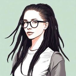 A digital art image of a white girl with unique black dreadlocks