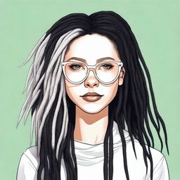 A digital art image of a white girl with unique black dreadlocks