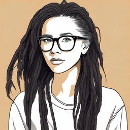 A digital art image of a white girl with unique black dreadlocks