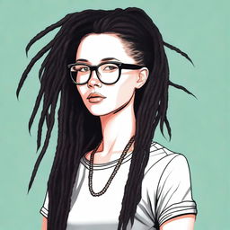 A digital art image of a white girl with unique black dreadlocks