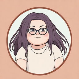 This is a Studio Ghibli-style digital art piece of a chubby white girl with black dreadlocks and glasses