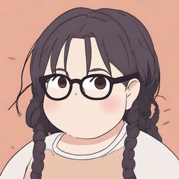 A high-quality digital art piece, rendered in the style of Studio Ghibli, depicts a chubby white girl with black dreadlocks, a fringe, and glasses